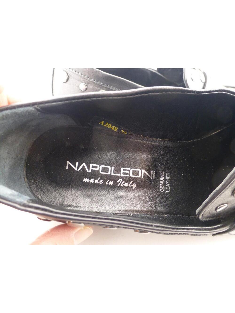 NAPOLEONI Women's Black Leather Studded Penny Loafers Flats EU 39 US 8.5 M3 - Picture 4 of 12